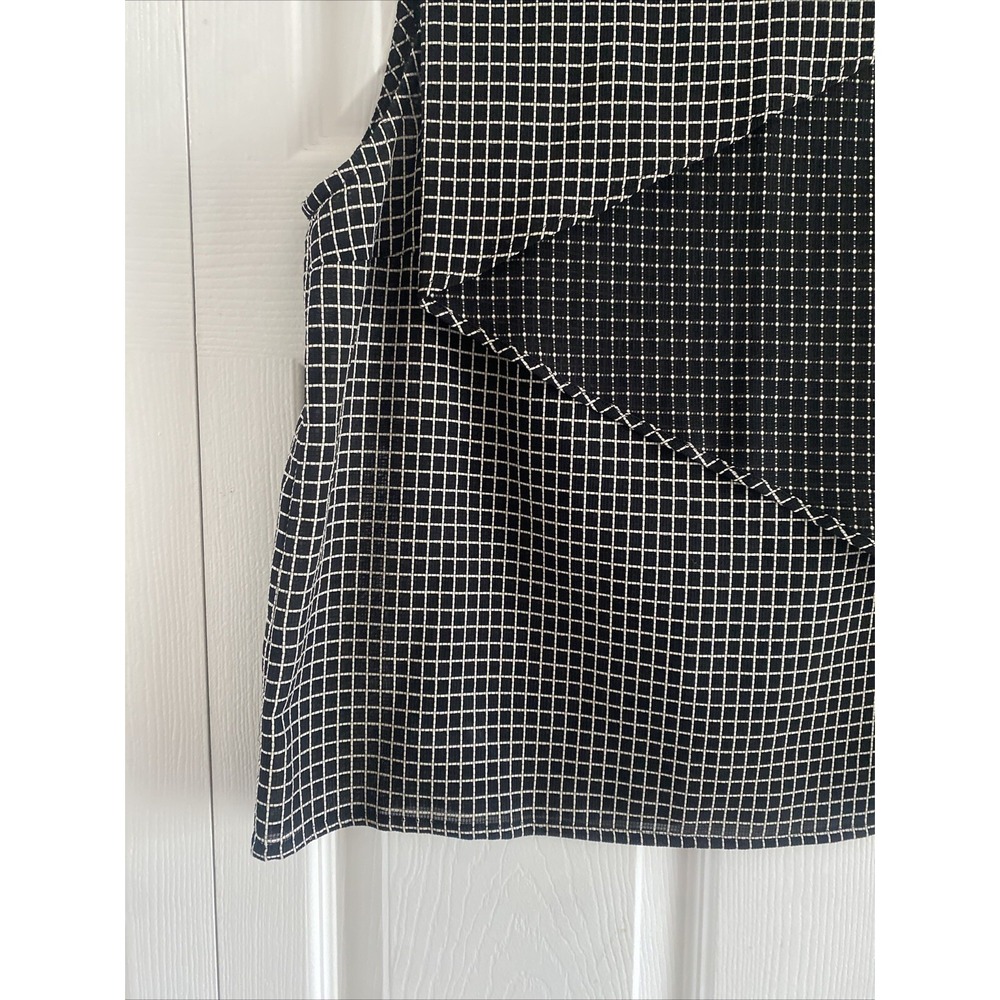 Carven Black and White Geometric Sleeveless Top with Navy Trim - Picture 5 of 10